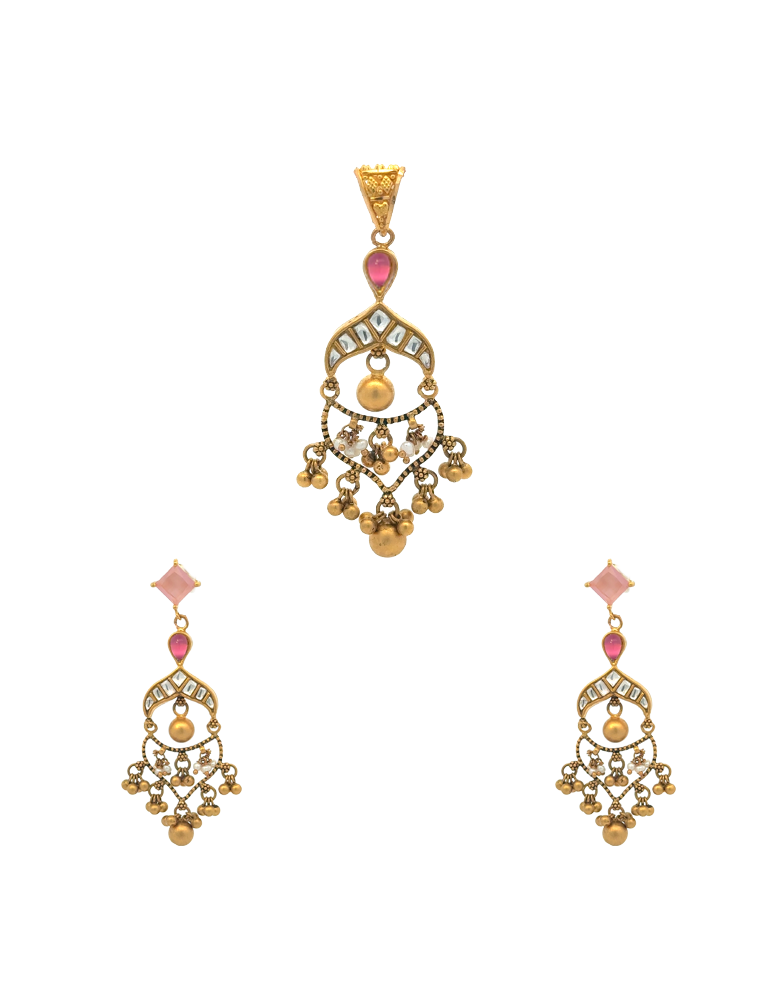 Pink Lotus Chandelier Pendant Set - 22 Karat