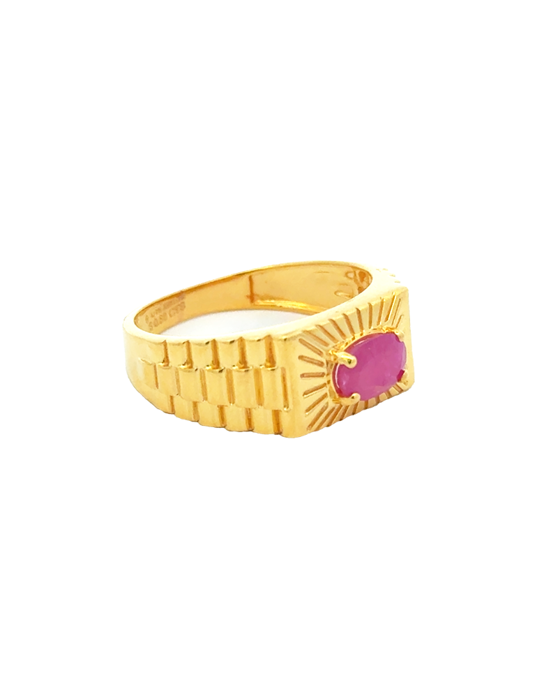 Royal Sunburst Ruby Gold Ring - 22 Karat