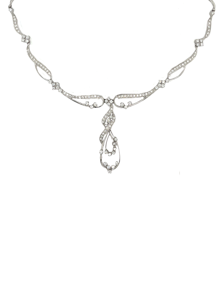 Diamond Necklace Set With Earring 18 Karat