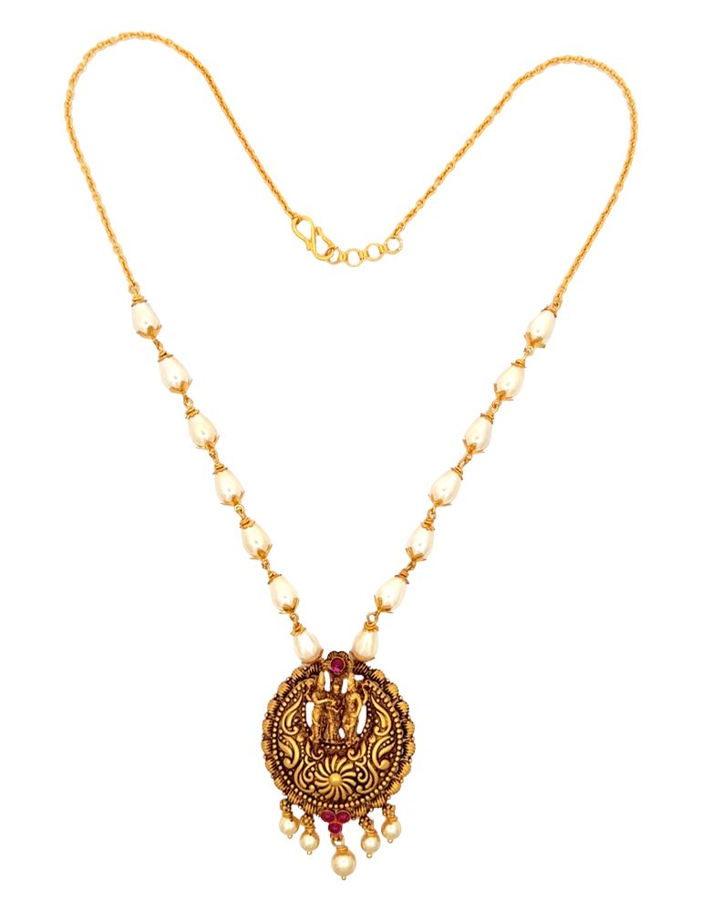 Shrivalli Pearl Lakshmi Necklace - 22 Kt