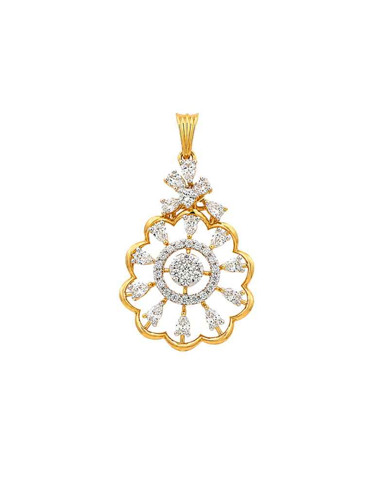 Lustre Flower Gold Pendant Set - 22 Karat