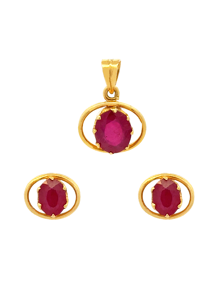 Timeless Ruby Solitaire Set - 22 Karat