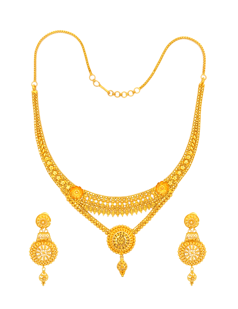 Padmika Gold Set with Earrings - 22 Karat