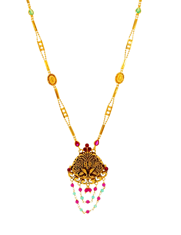 Mayura Ratna Necklace Set - 22 Karat