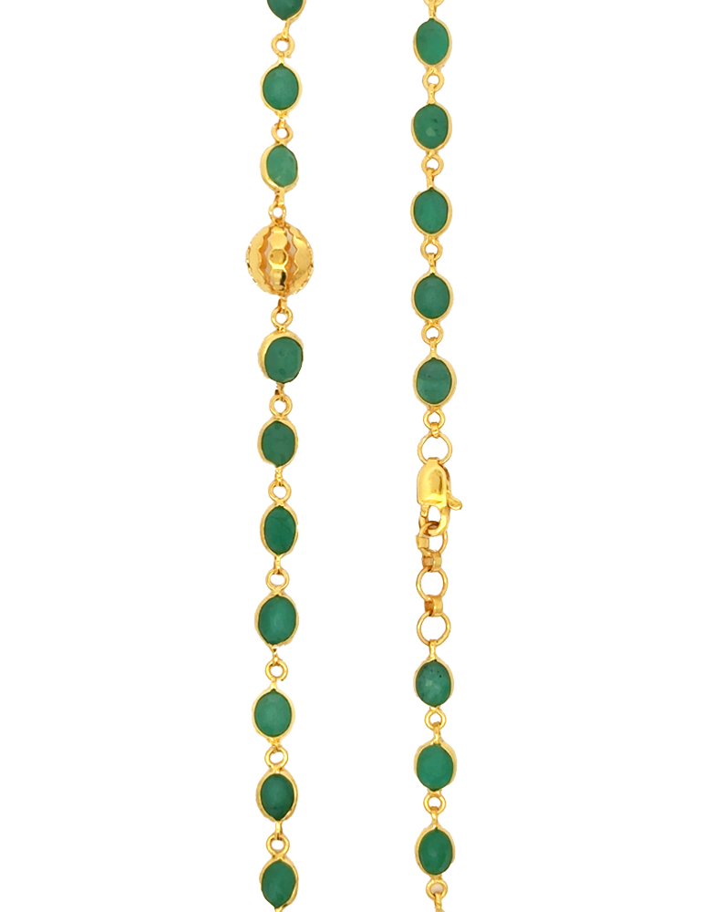 Emerald Bezel Station Necklace 22 Kt