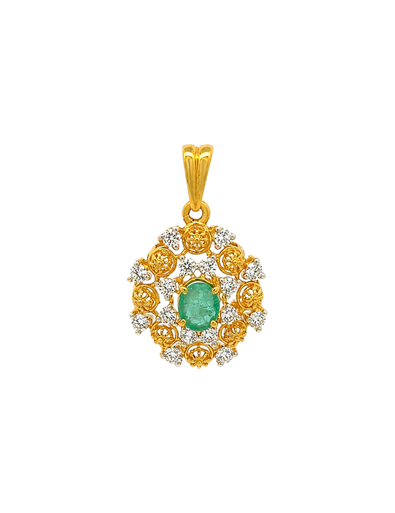 Verdant Grace Pendant Set - 22 Karat