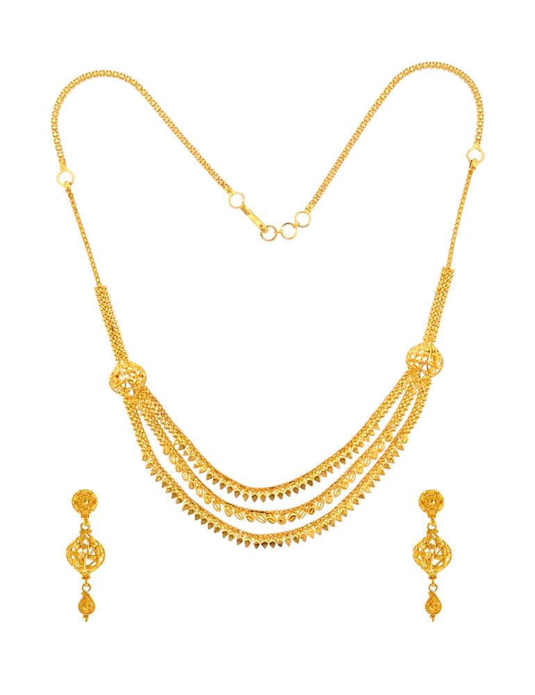 Suvarna Lehar Necklace Set 22 Karat