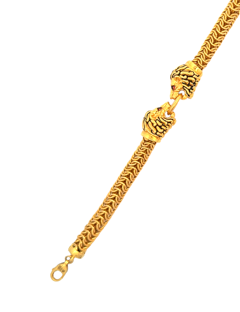 Twin Lion Men's Bracelet - 22 Karat