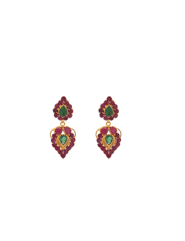 Ruby and Emerald Gold Neckalce Set  - 22 Karat