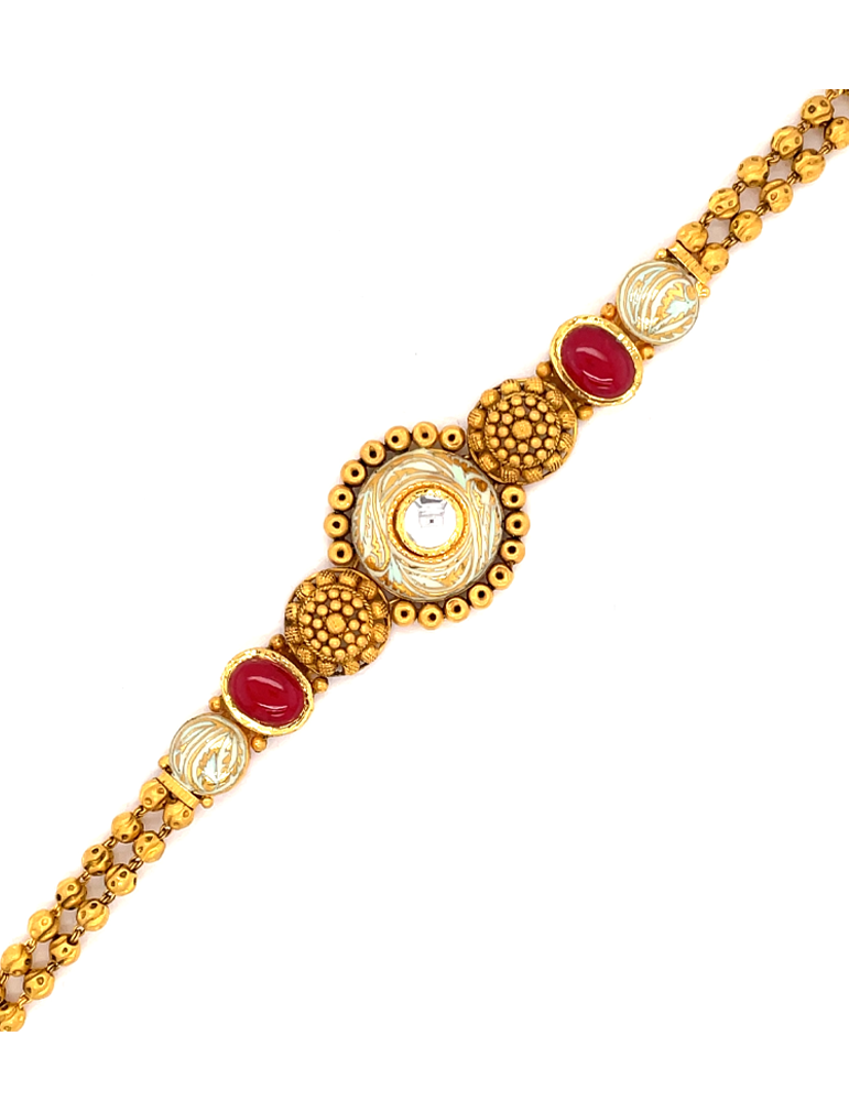 Gold Ruby & Emerald Bracelet 22 Karat