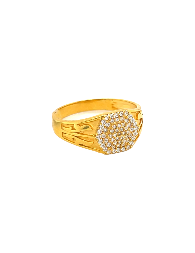 CZ Gold Men's Ring 22 Karat