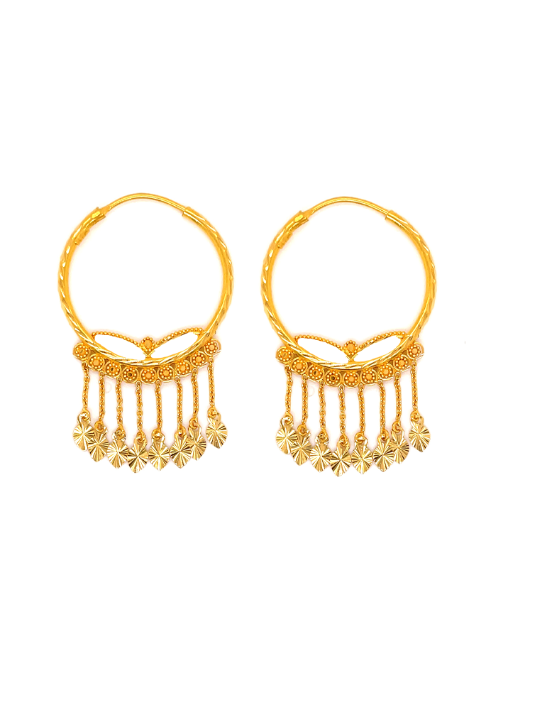 Gold Hoop Danglers 22 Karat