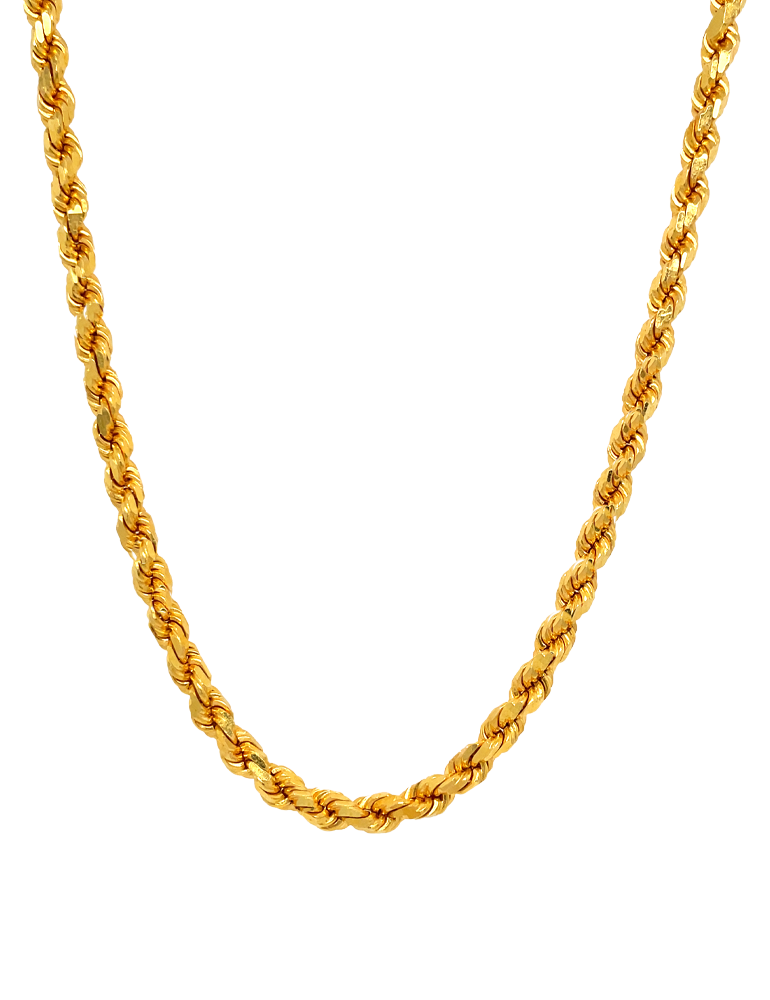 Sunlit Gold Rope Chains 22 Kt
