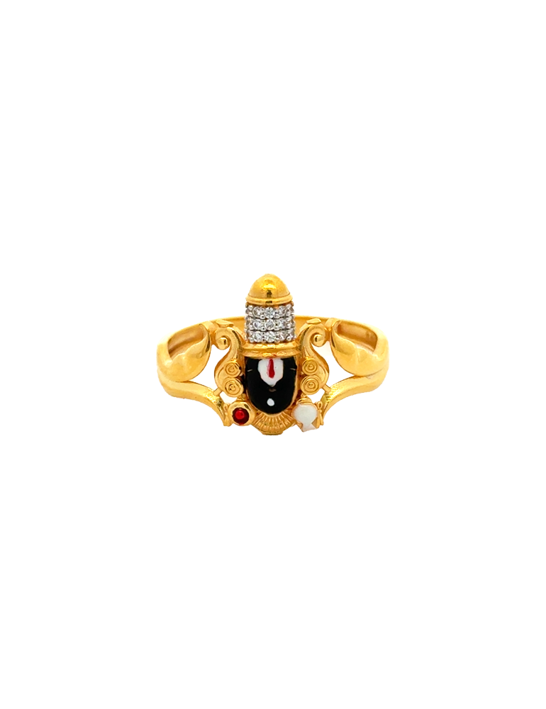 Balaji Devotional Gold Ring - 22 Karat