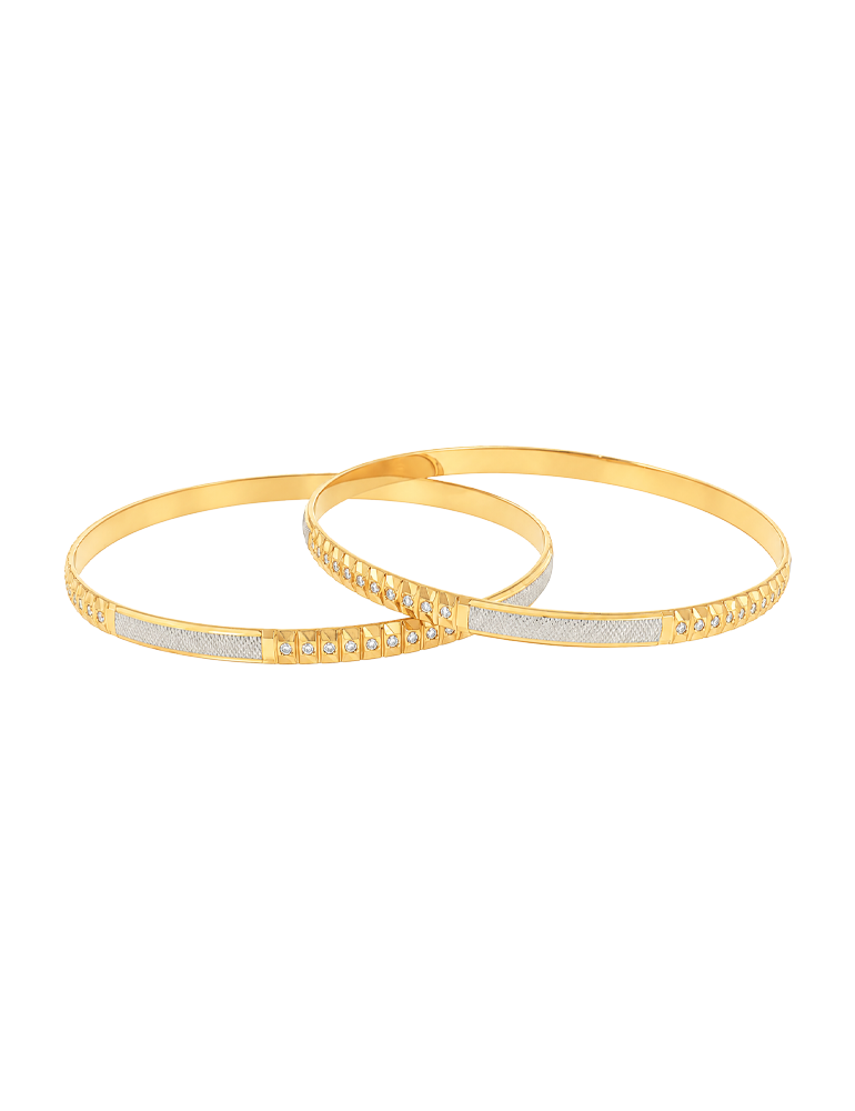 Celestial Panel Gold Bangle 22 Karat - Set Of 2