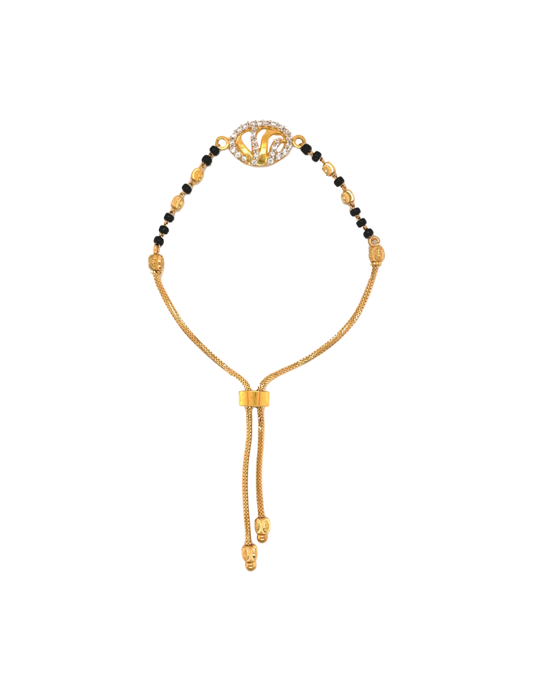 Gold CZ Tessal Adjustable Bracelet 22 Karat