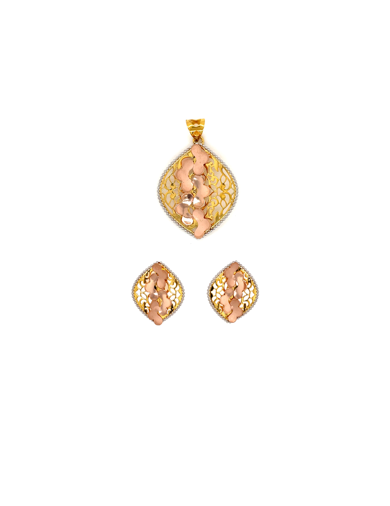 Gold Tow-tone Pendant Set with Earrings 22 Karat