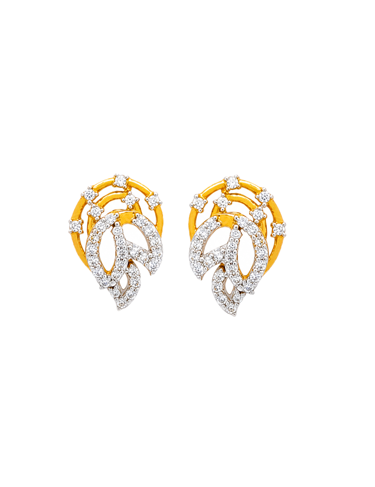 Elanora CZ Vine Gold Studs - 22 karat