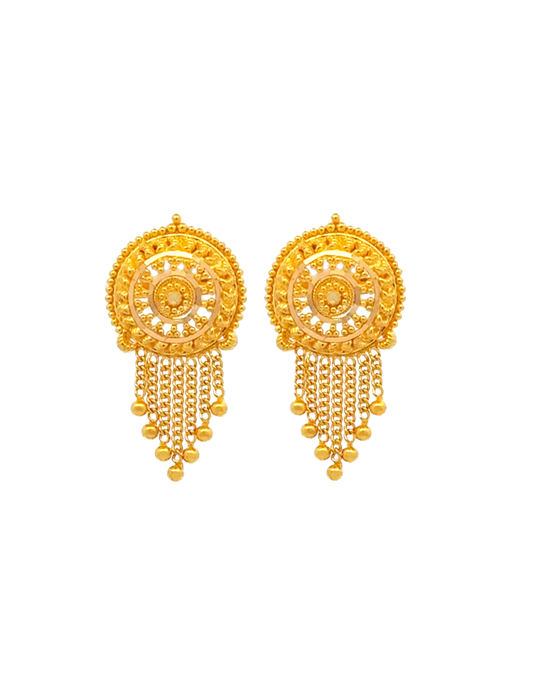 Mandala Cascade Gold Earrings - 22 Karat