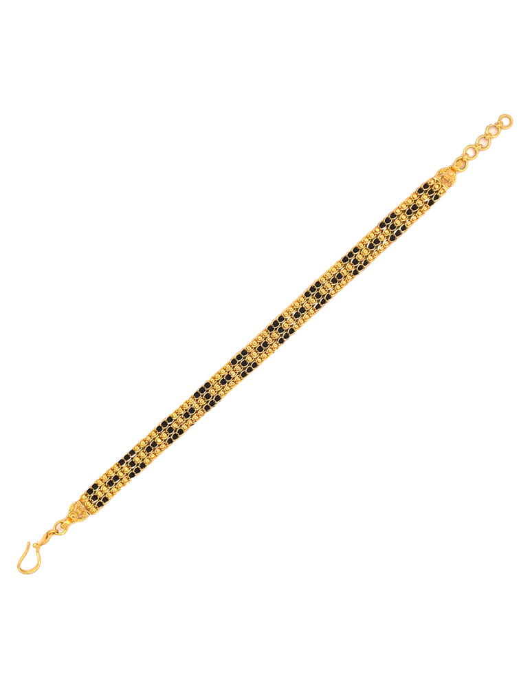 Gold Black Beads Bracelet 22 Karat