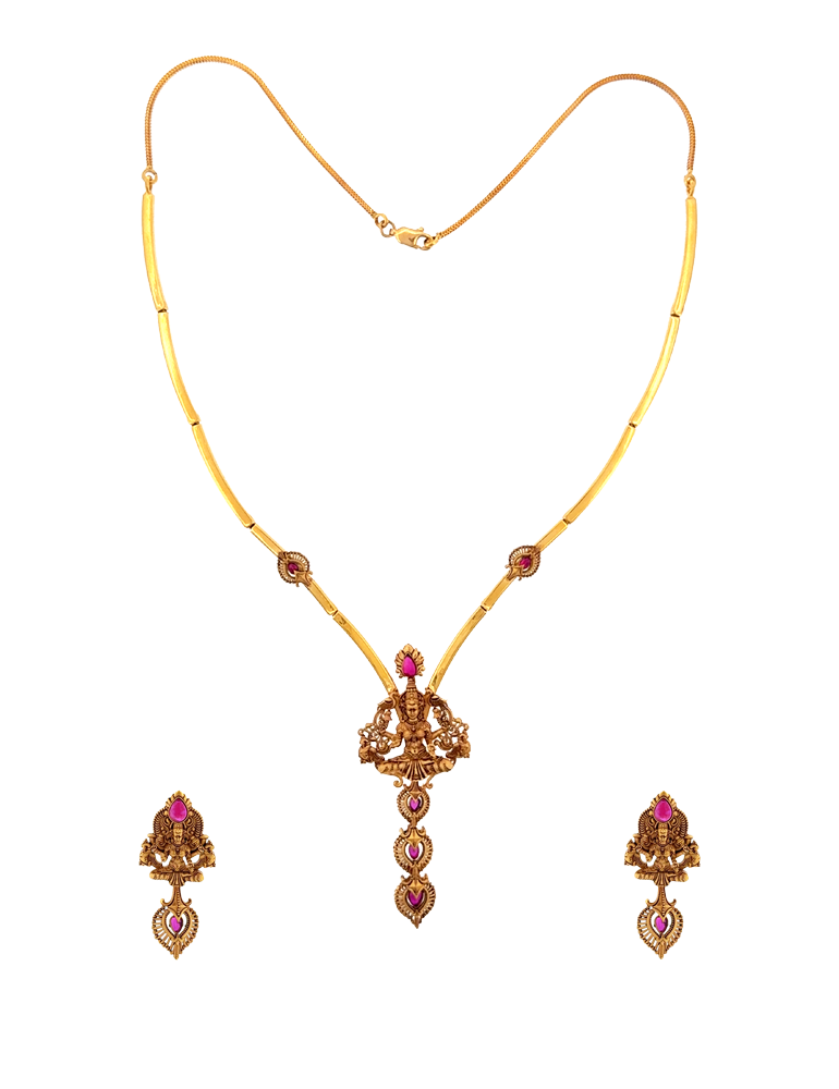 Lakshmika Grace Necklace Set with Earrings 22 Karat