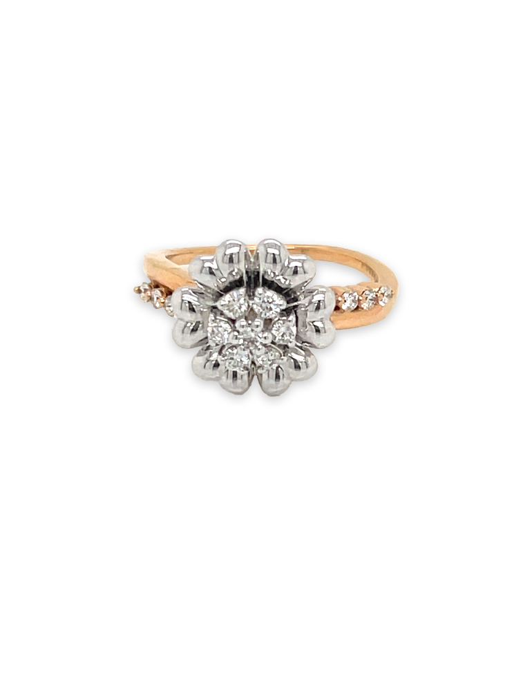 Diamond Rose Gold Flower design Ring in 18 Karat
