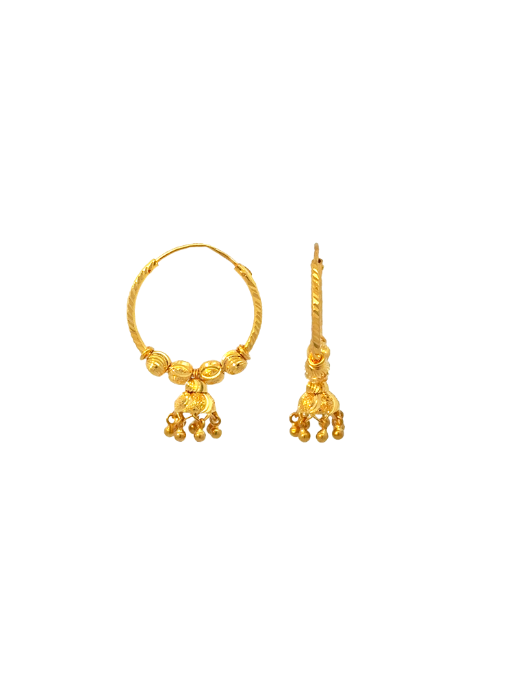 Ethnic Gold Jhumki Bali - 22 Karat