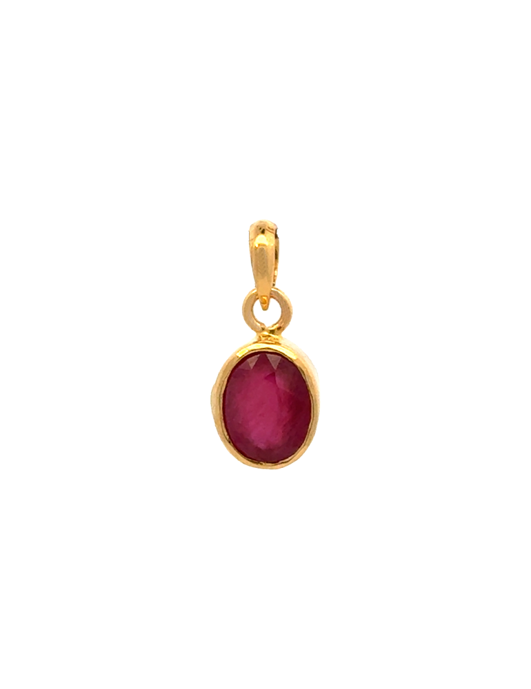 Rhea Ruby Solitaire Pendant Set - 22 Karat