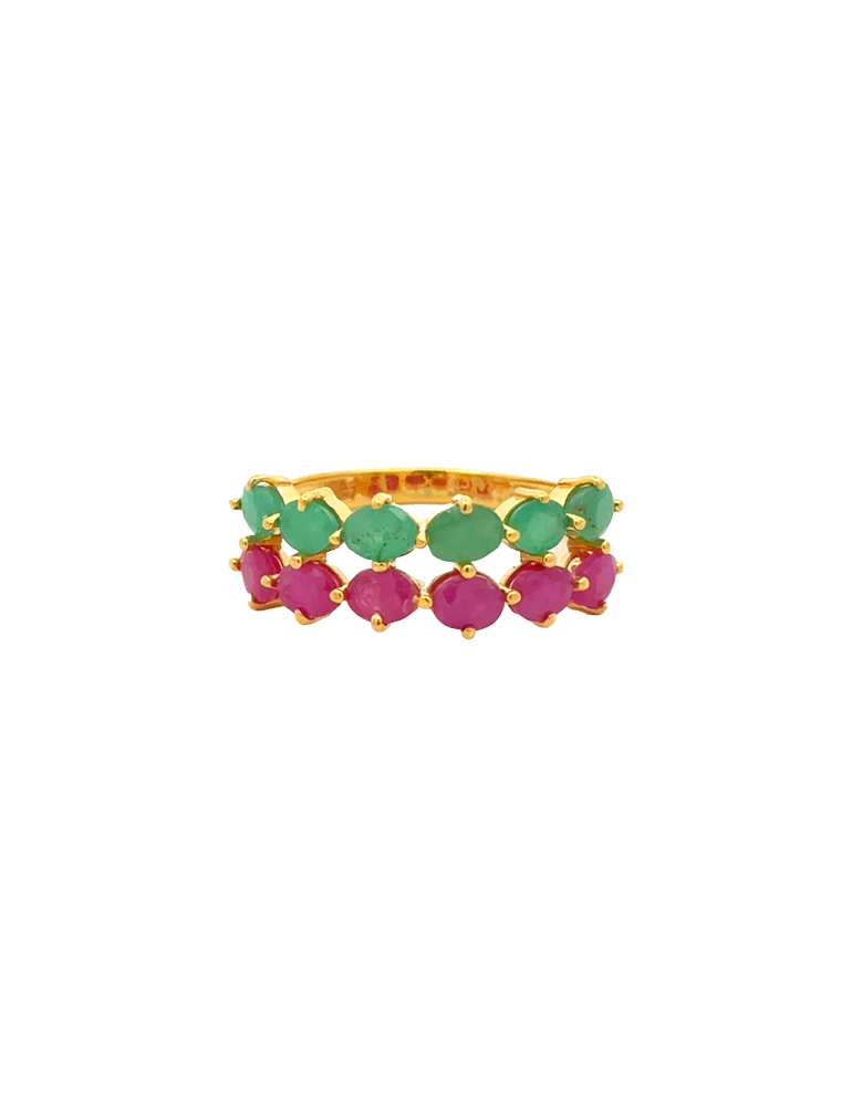 Dual Gem Cascade Ring - 22 Karat