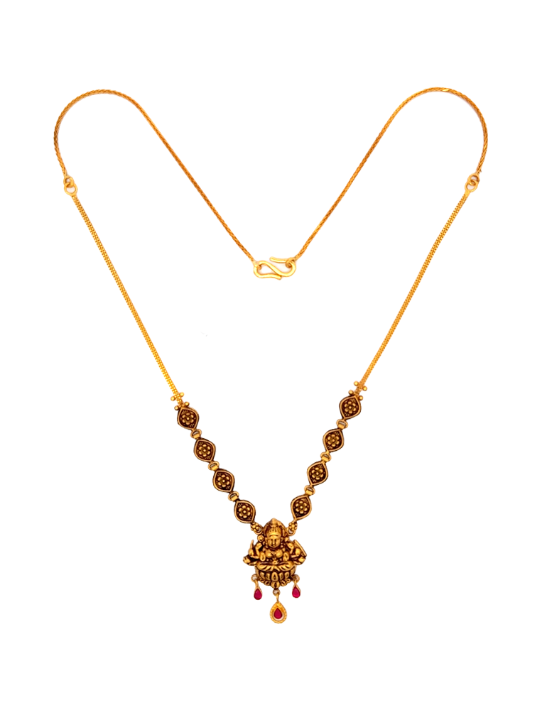 Lakshmi Ratna Temple Necklace - 22 Kt