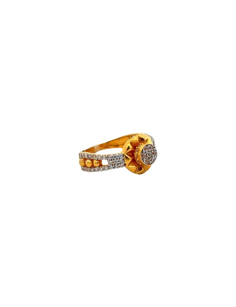 Floral Bloom Gold Ring in 22K