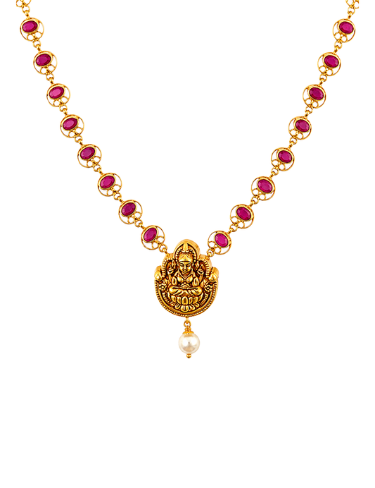 Mahalakshmi Ruby Haar Set - 22 Kt