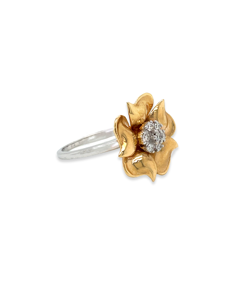 Diamond Rose Gold Flower Ring in 18 Karat