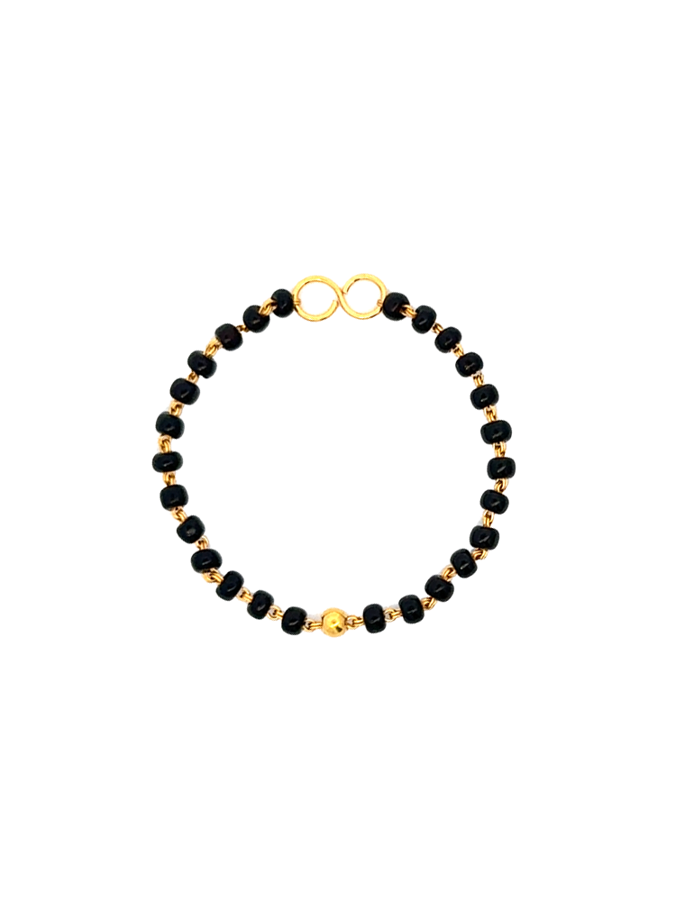 A Pair of Black-Beads Gold Bracelet - 22 Karat