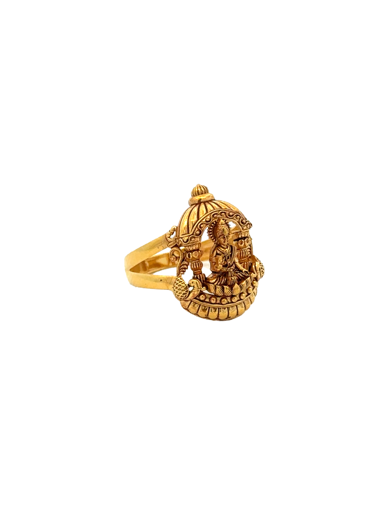 Mahalakshmi Temple Gold Ring - 22 Karat