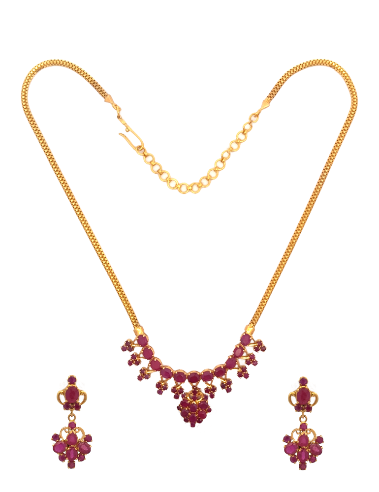 Gold Neckalce with Meenakari Work - 22 Karat