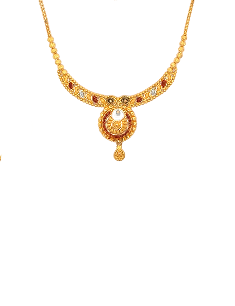 Gold Neckalce with Earrings - 22 Karat
