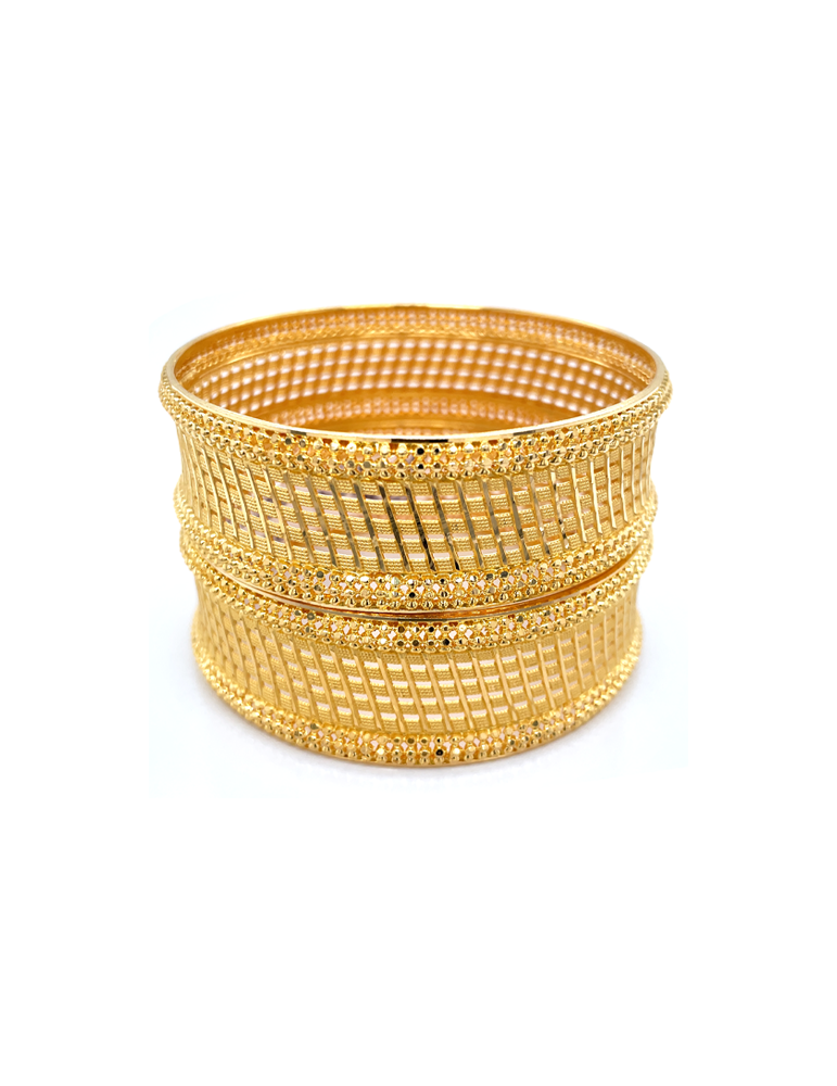 Flat Design Gold Bangles Kara 22 Karat Set Of 2