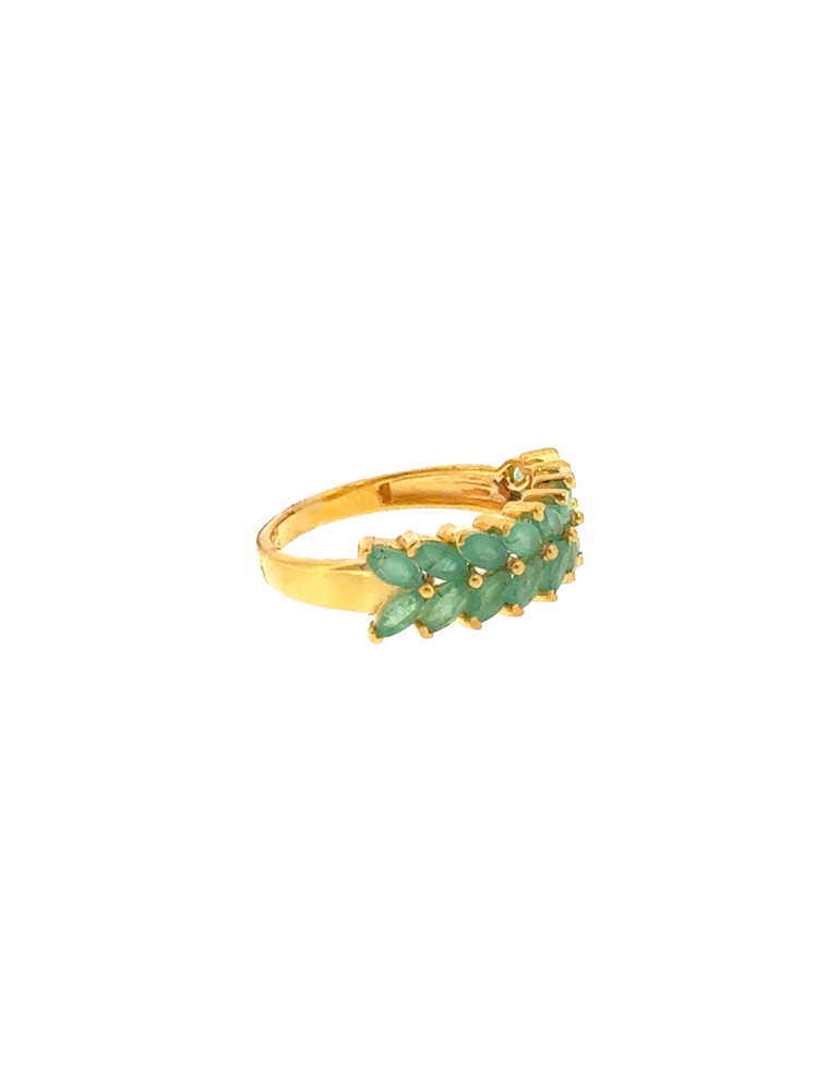 Marquise Emerald-Inspired Gold Ring - 22 Karat