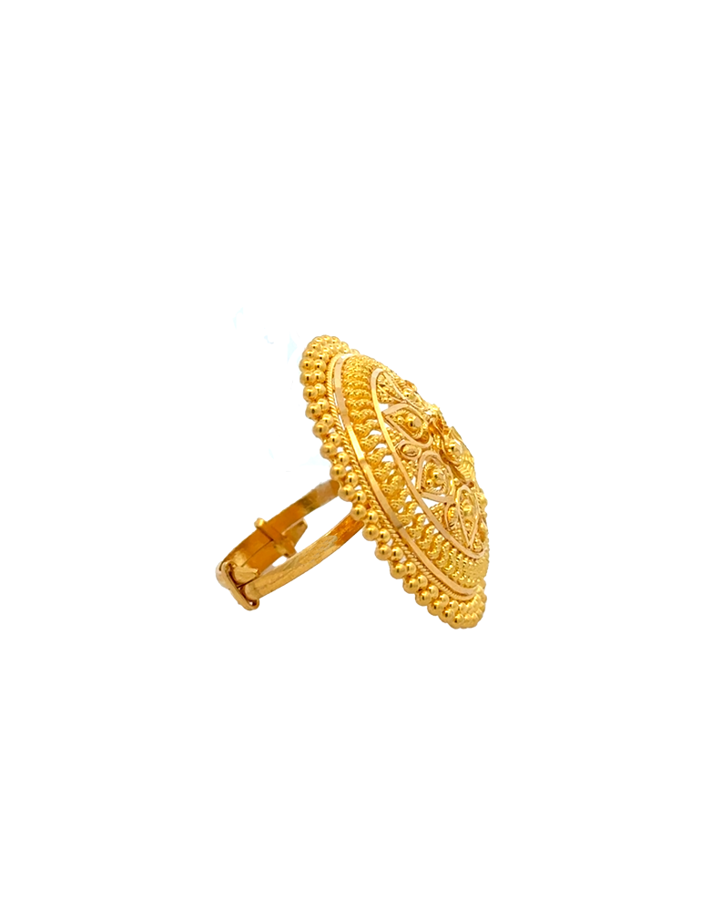 Floral Sparkle – Gold Cocktail Ring