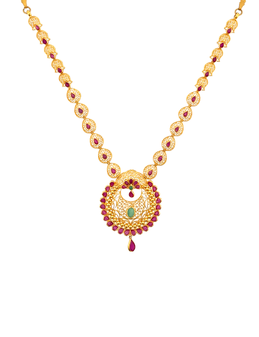 Maharani Paisley Necklace Set - 22 Kt