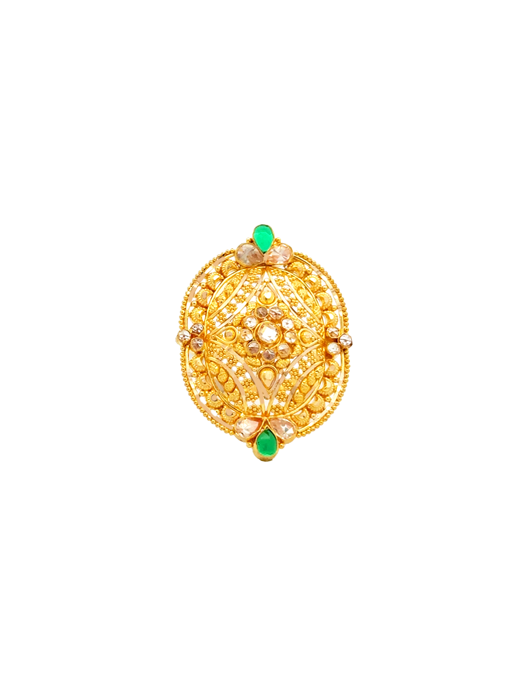 Rajwadi Jaal Polki Gold Ring 22 Karat