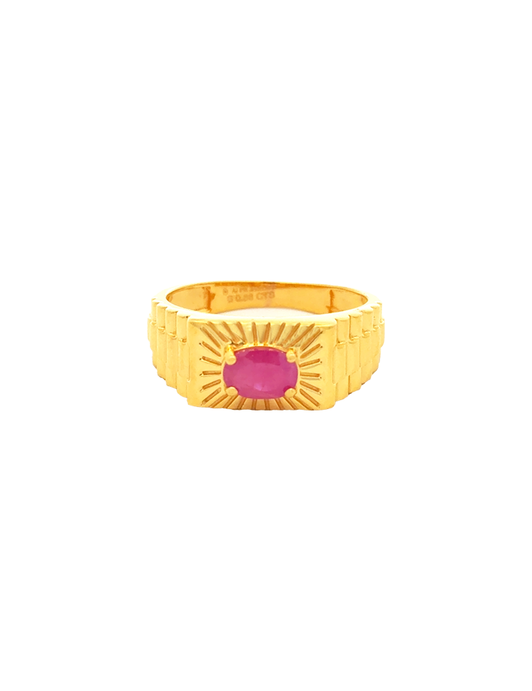 Royal Sunburst Ruby Gold Ring - 22 Karat