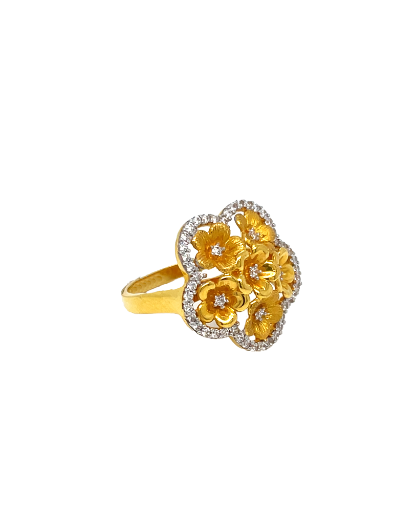 CZ Matte Flower Ring