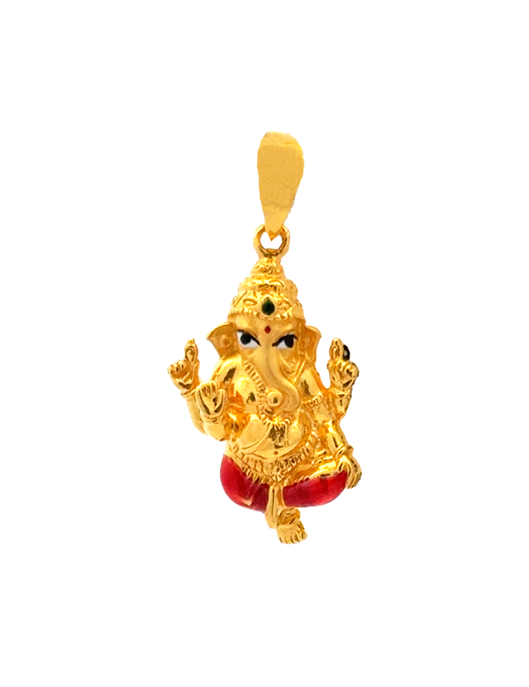 Gold Ganesha with meenakari work 22 karat