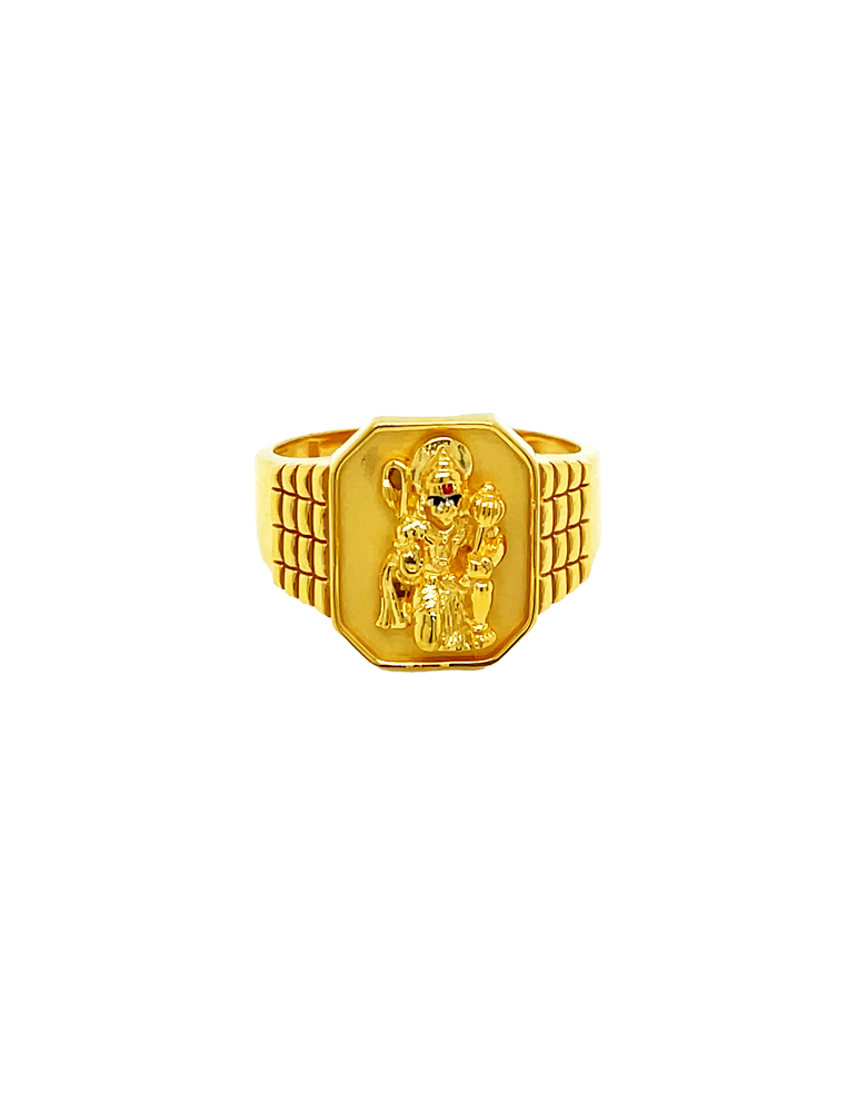 Gold Hanuman Fancy Men's Ring 22 Karat