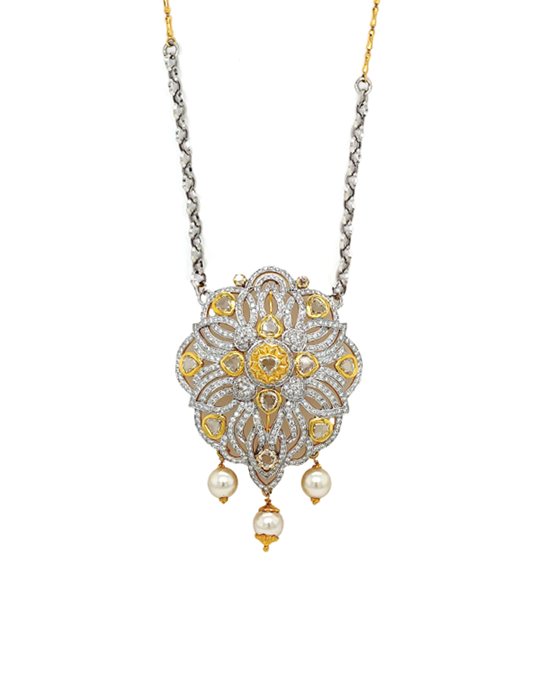 Diamond Necklace Set With Earring 18 Karat