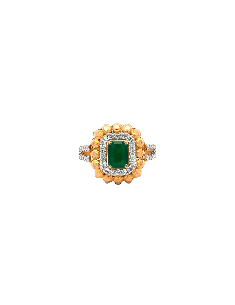 Marakata Blossom Gold Ring - 22 Karat