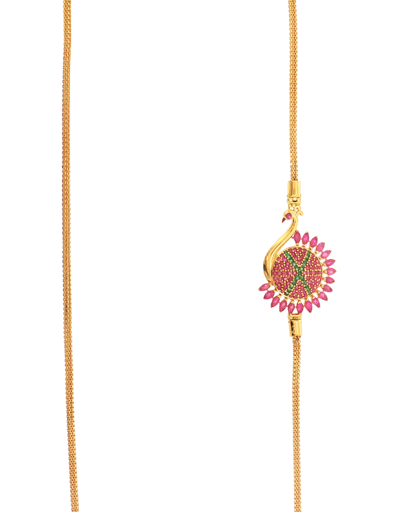 Jeweled Peacock Gold Thali Mopu - 22 Kt