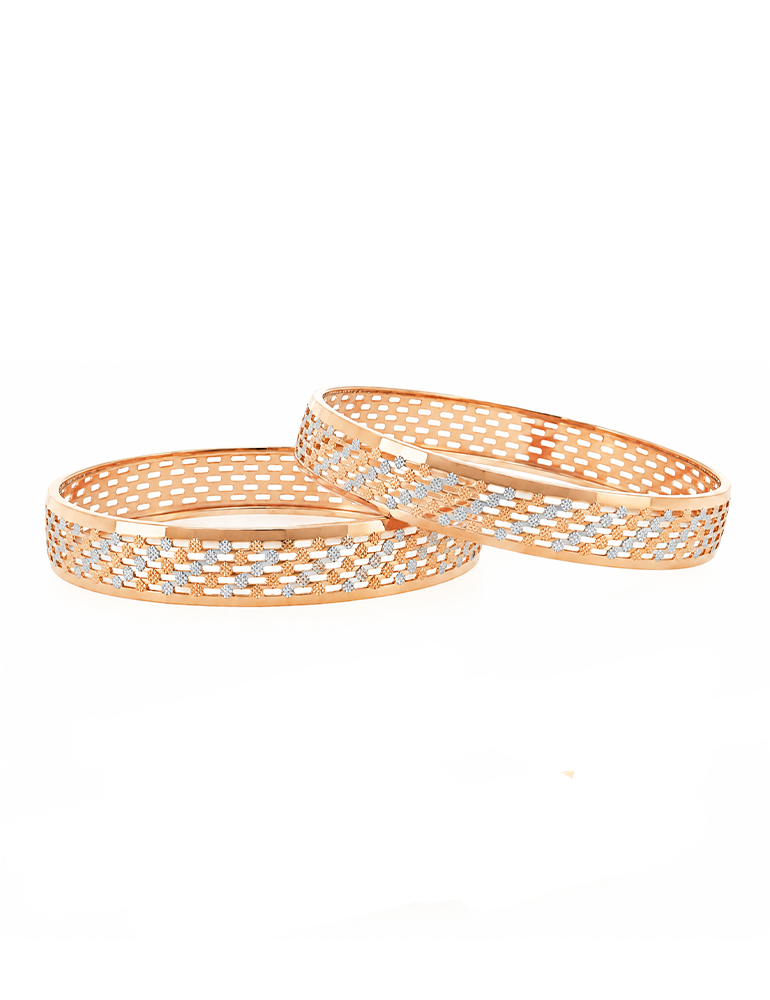 Blush Mosaic Gold Bangle 22K - Set Of 2